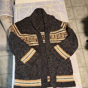 Men's Black and Tan Knit cardigan